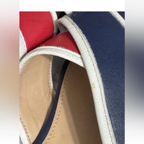 J Crew Leather Sandals Sz 7.5 Cora Criss Cross Patriotic 4th Of July Nautical - Picture 9 of 9